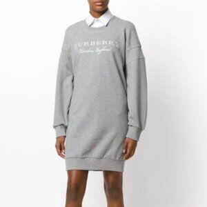 Burberry Grey Cotton Logo Sweatshirt Dress